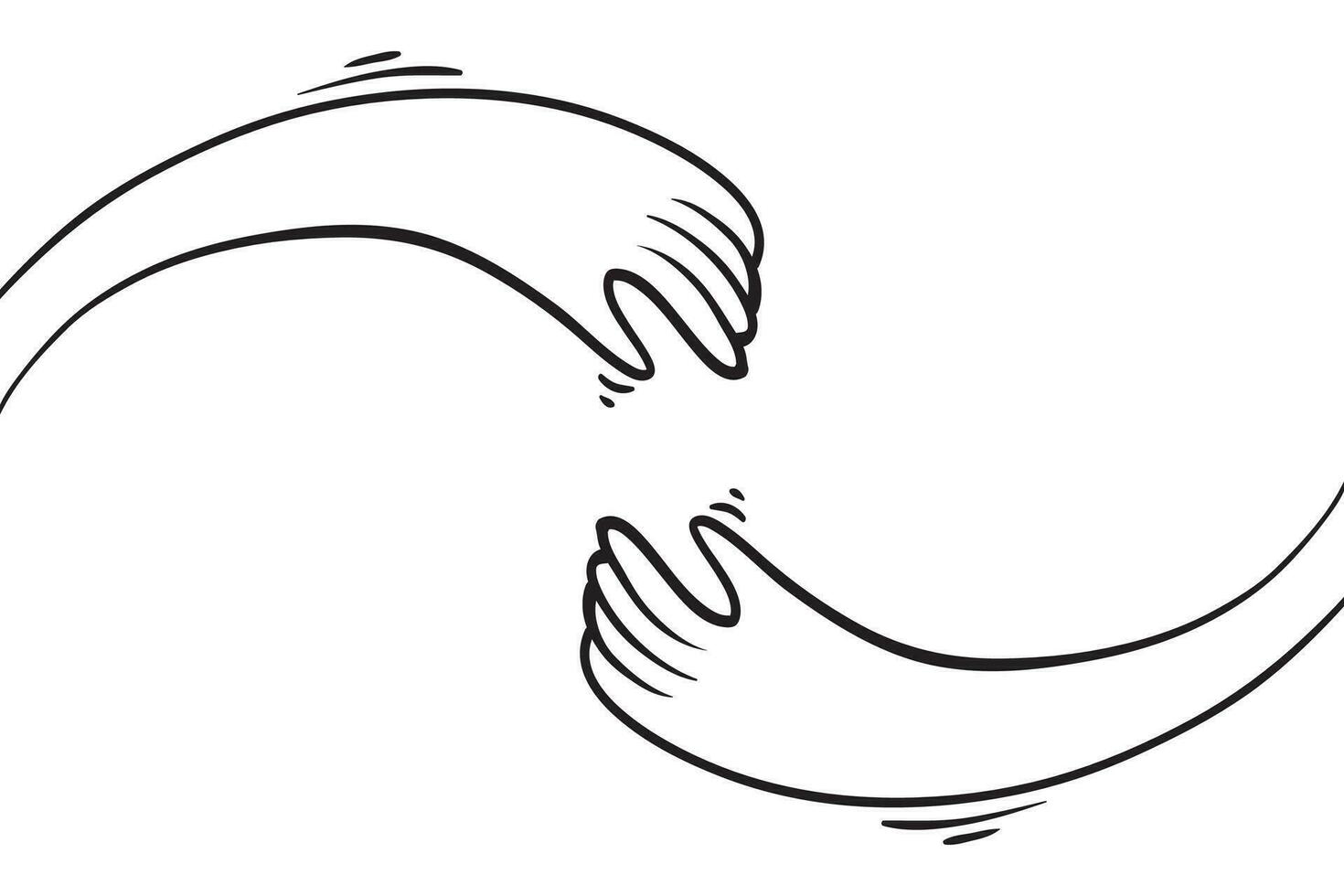 hand drawn doodle hand with hug gesture vector illustration