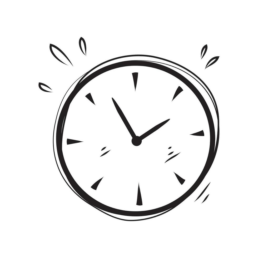 hand drawn Time and clock vector linear icons.Time management. Timer, speed, alarm, time management, calendar symbol illustration vector. doodle