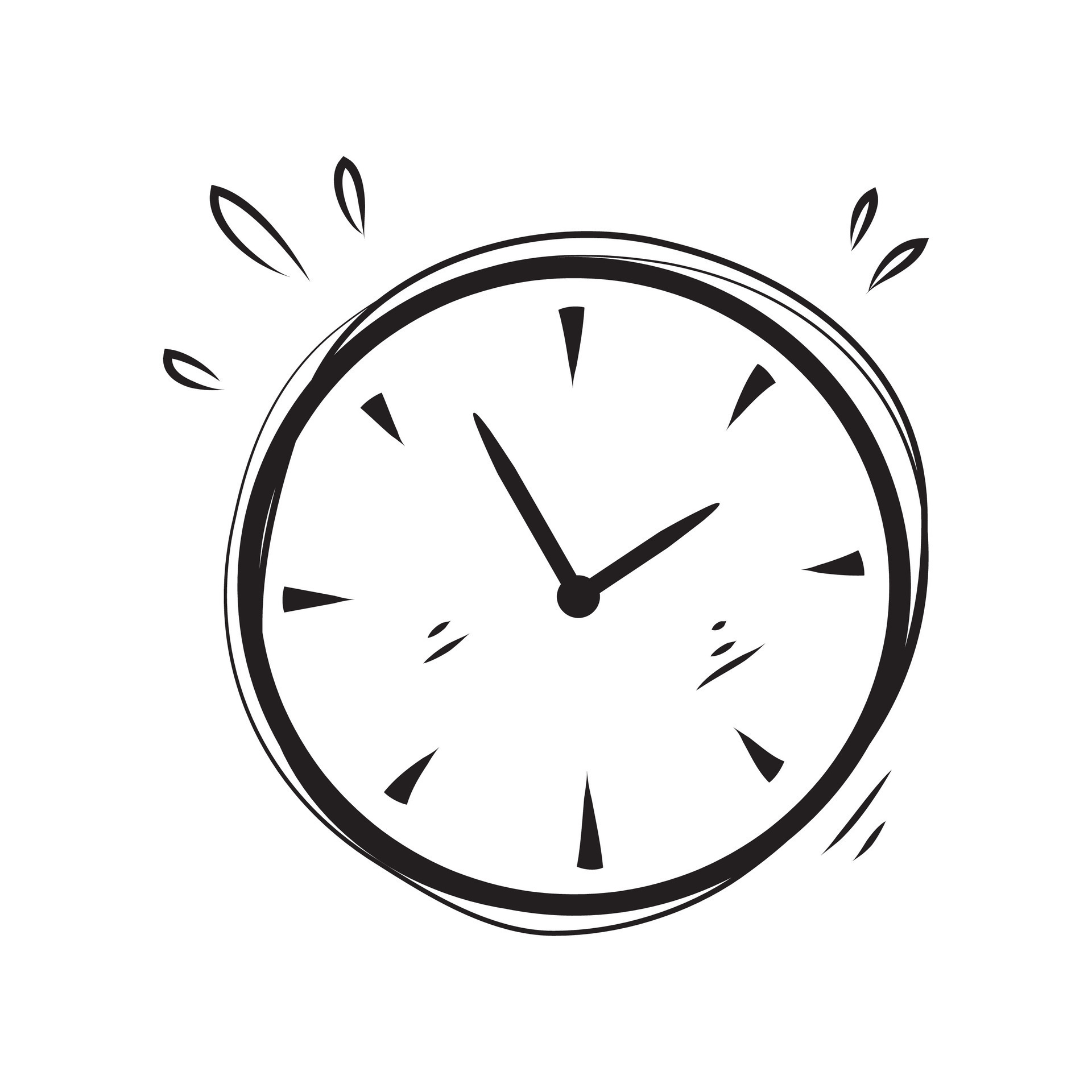 hand drawn Time and clock vector linear icons.Time management. Timer