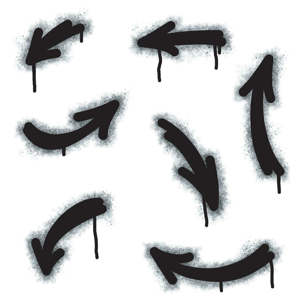 Spray Painted Graffiti arrow Sprayed isolated with a white background. graffiti arrow with over spray in black over white. Vector illustration.
