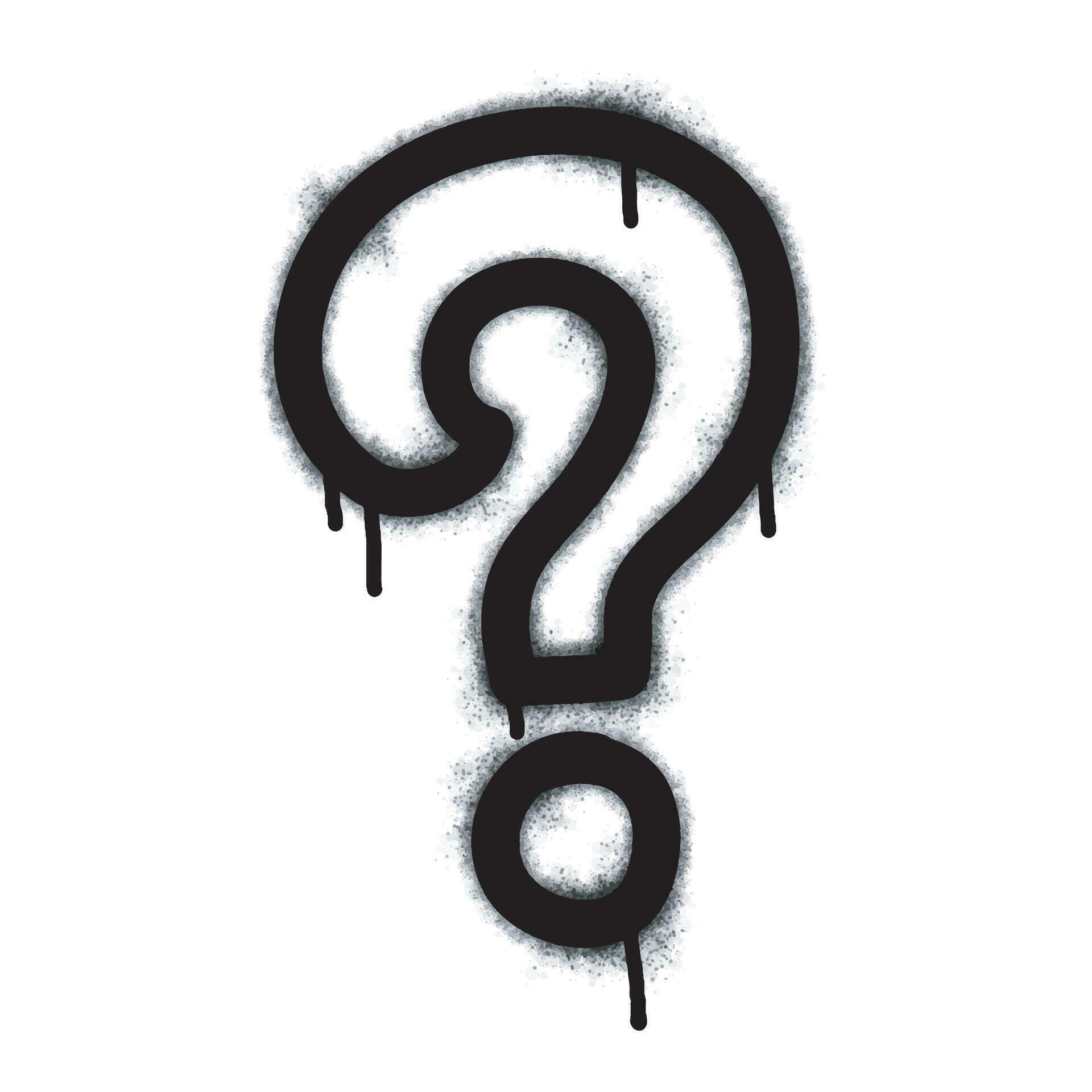 Spray Painted Graffiti Question Icon Sprayed isolated with a white