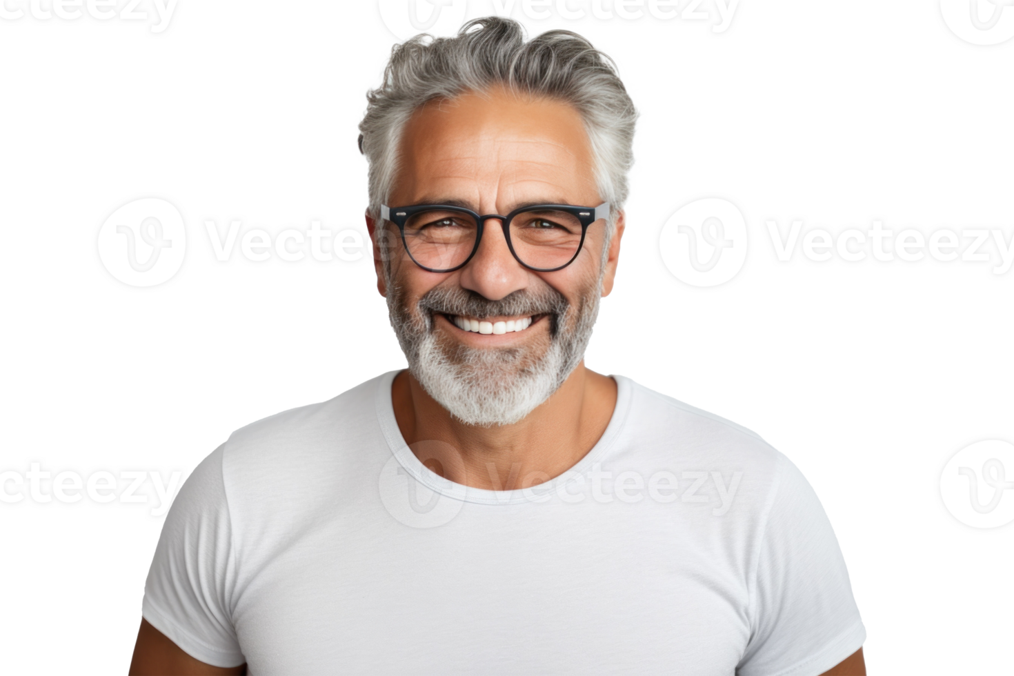 Smiling older man portrait. Illustration png