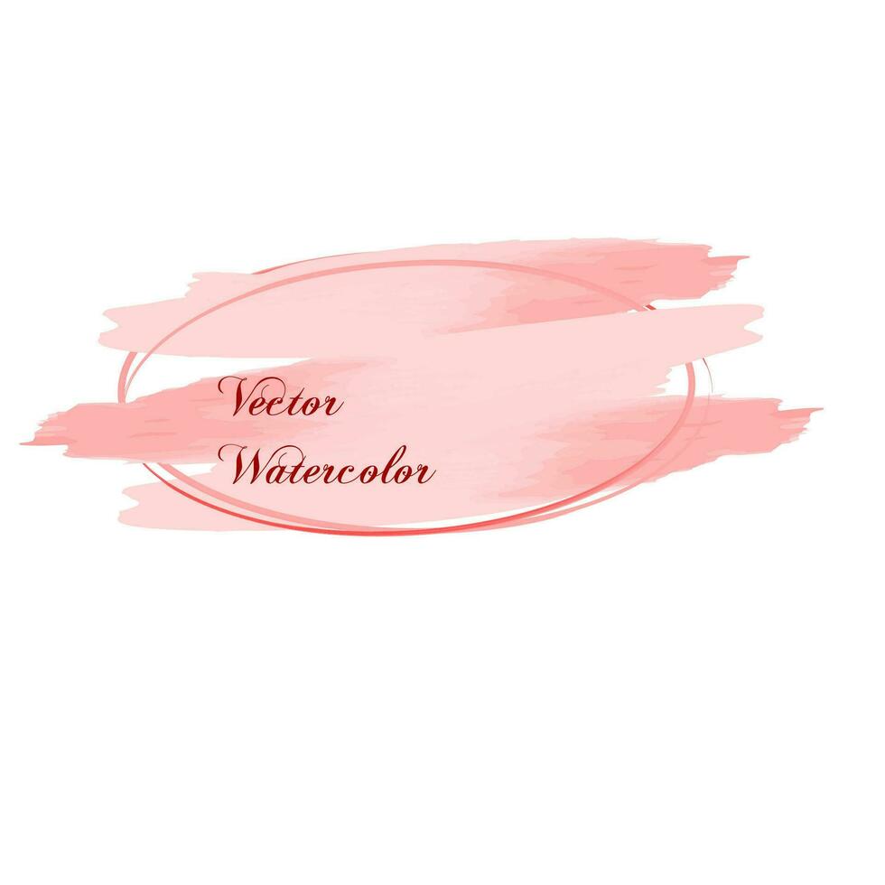 Oval frame with light red watercolor strokes vector