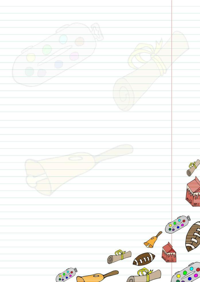 blank sheet for notes from a notebook with school doodles260623 vector
