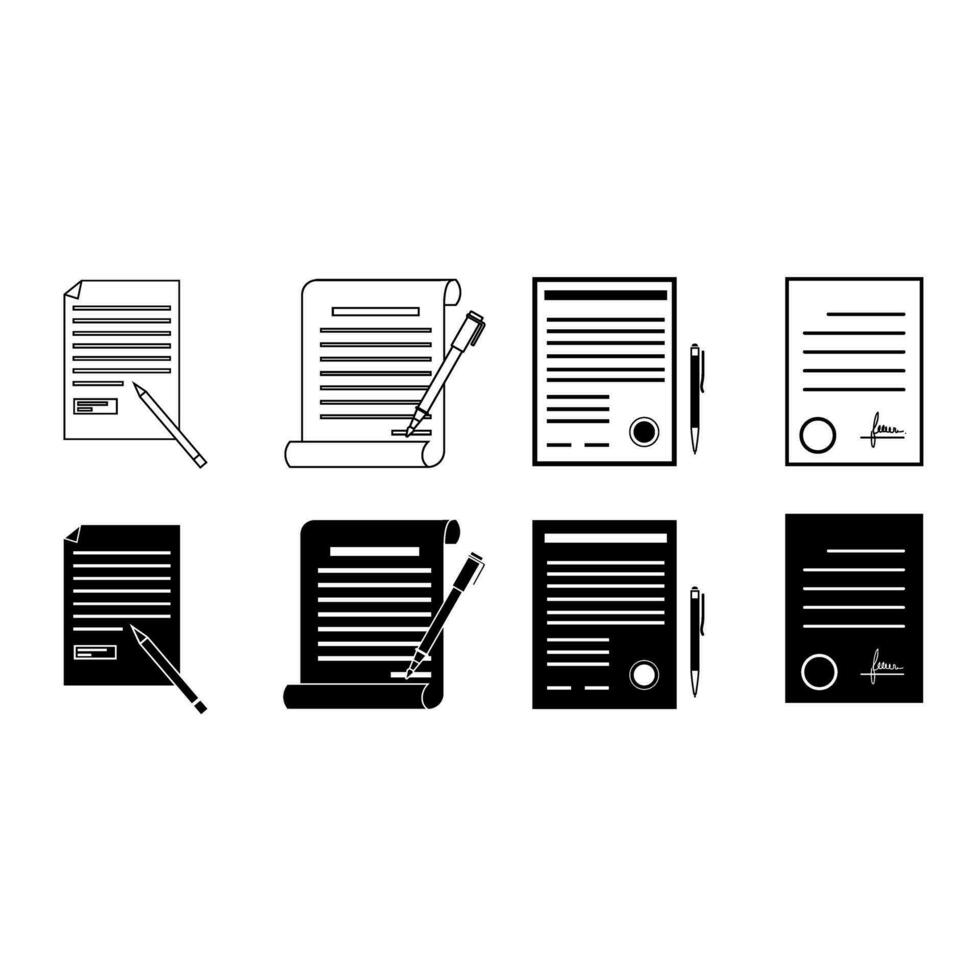 Contract icon vector set. document illustration sign collection. deal symbol.