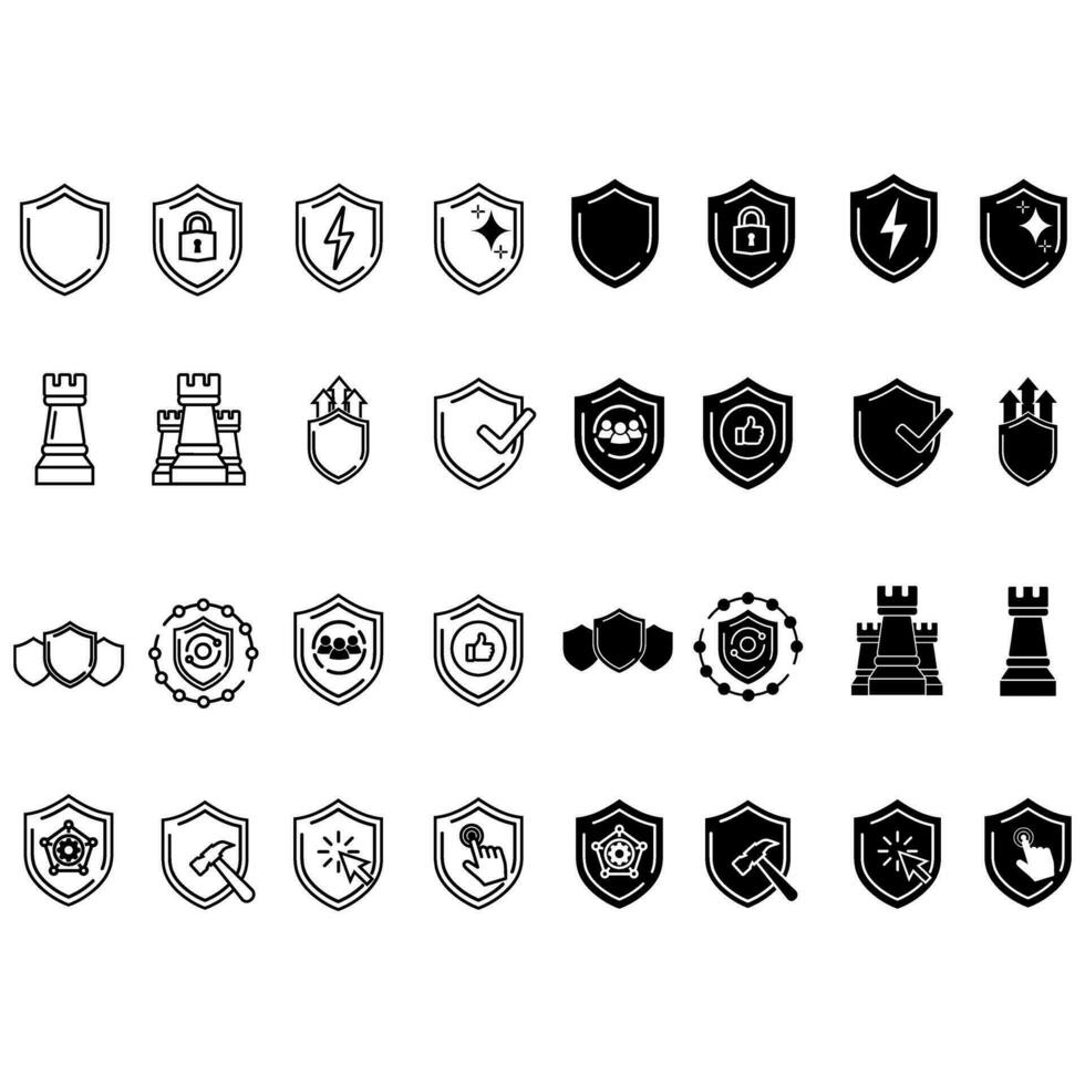 Defense icon vector set. Computer Security illustration sign collection. Shield symbol.