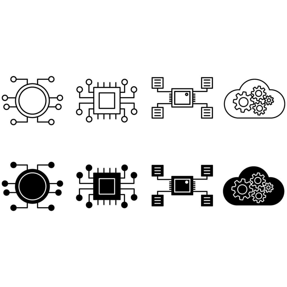 algoritmo icono vector colocar. api ilustración firmar recopilación. programación símbolo.