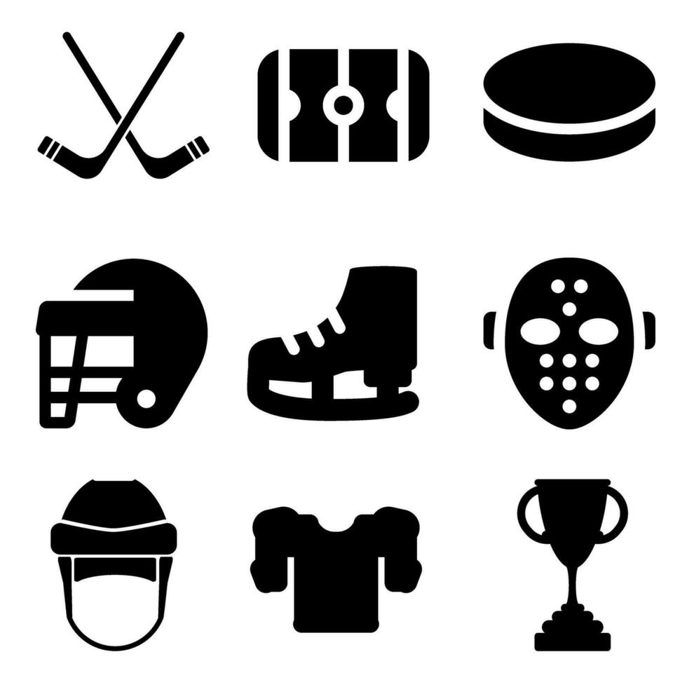 hockey vector icono colocar. deporte ilustración firmar recopilación. Deportes equipo símbolo o logo.