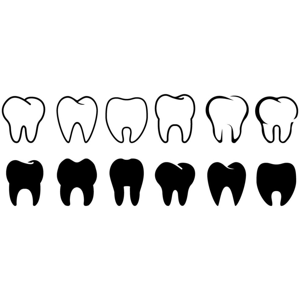 Tooth vector icon set. dentist illustration sign collection.