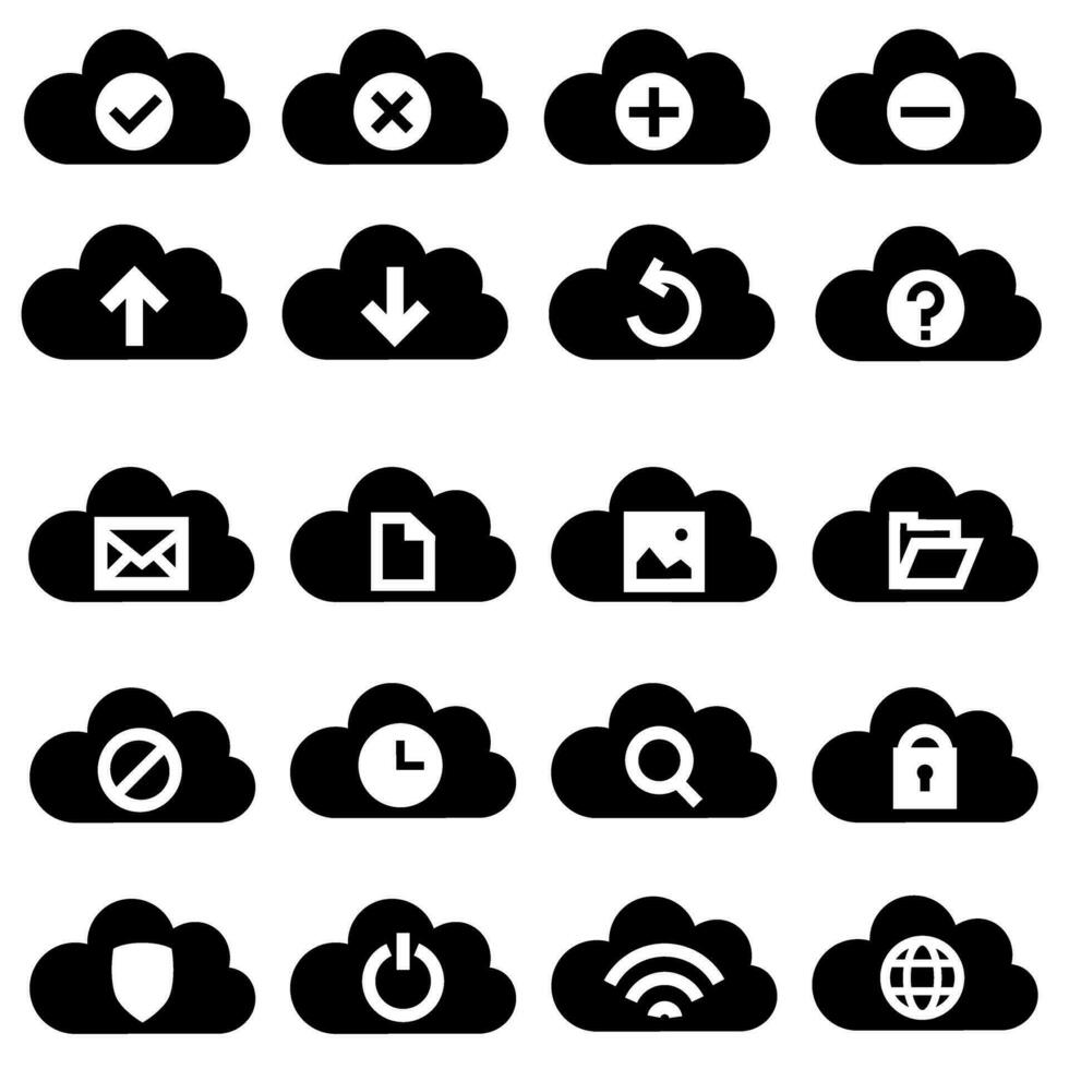 nube Servicio icono vector colocar. datos Tienda ilustración firmar recopilación. Internet símbolo o logo.