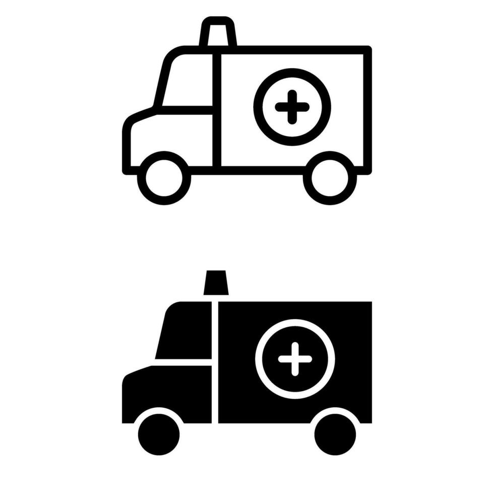 conjunto de iconos de vector de ambulancia. colección de signos de ilustración del médico. símbolo o logotipo de reanimación.