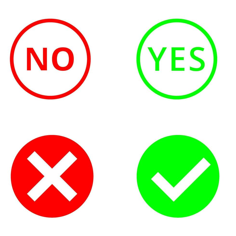 Ok vector icon set. Check mark illustration sign collection. Yes and no symbol.