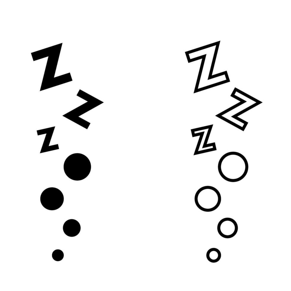 zzz vector icono colocar. dormir ilustración firmar recopilación. descanso símbolo.