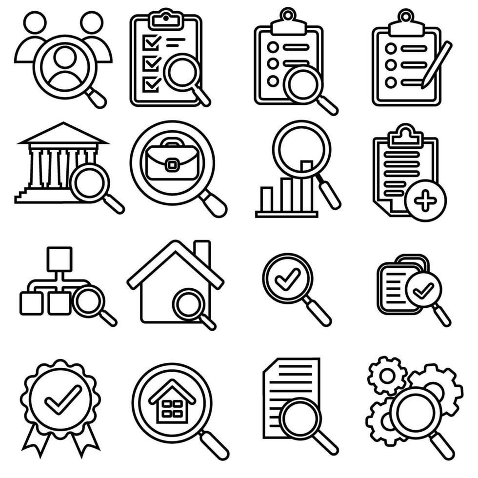 Check vector icon set. Inspection illustration symbol collection. Testing symbol.