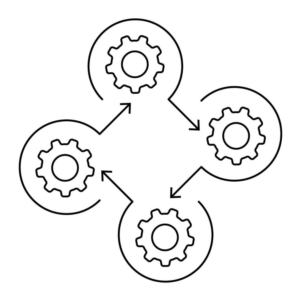 Workflow icon vector. Gear cog wheel with arrows illustration sign. business concept symbol. vector