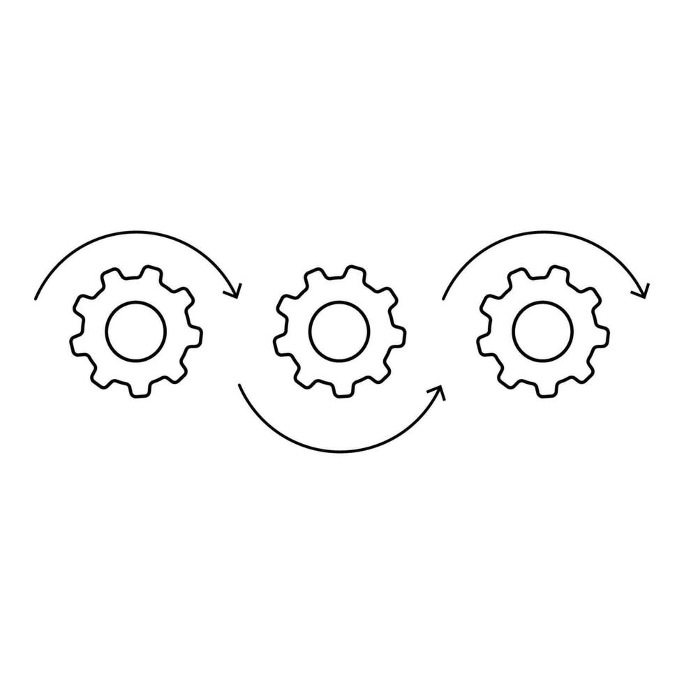 Workflow icon vector. Gear cog wheel with arrows illustration sign. business concept symbol. vector