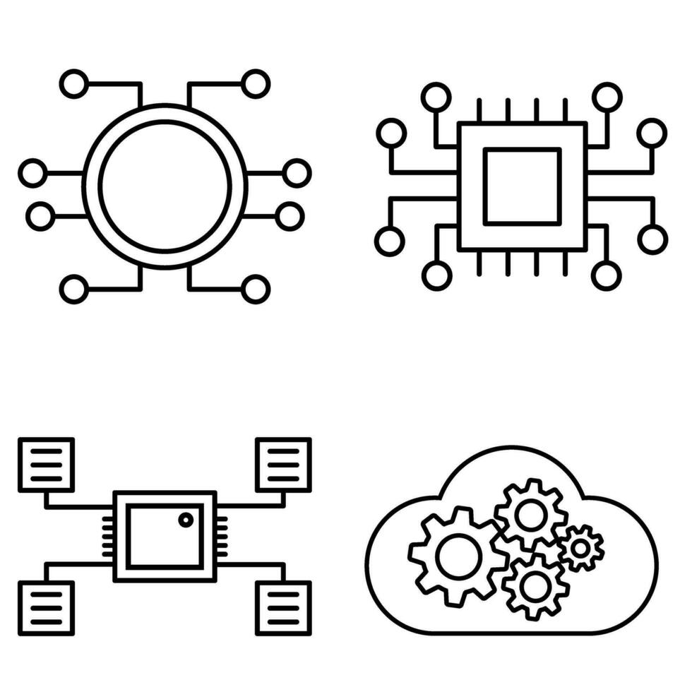 algoritmo icono vector colocar. api ilustración firmar recopilación. programación símbolo.