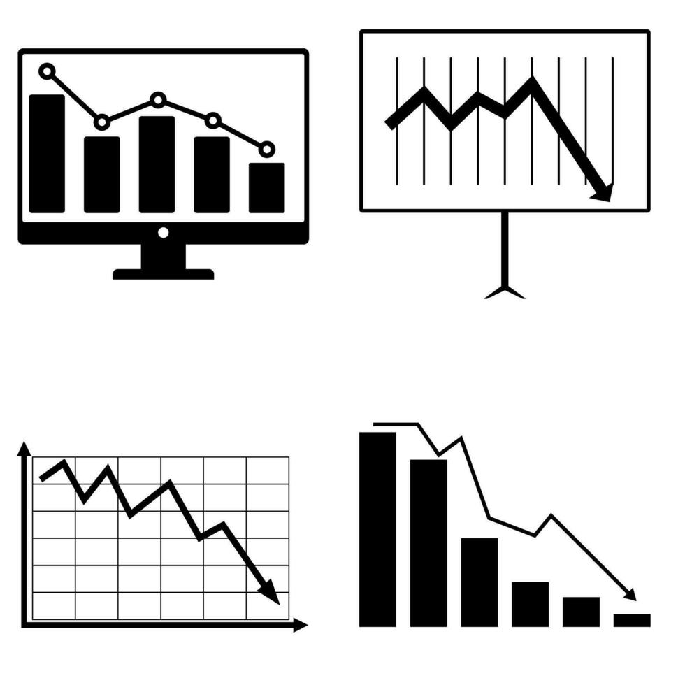 Crisis icon vector set. fall icon vector set. damages symbol.