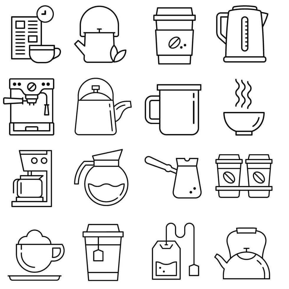 Hot drinks vector icon set. coffee illustration sign collection. tea symbol.