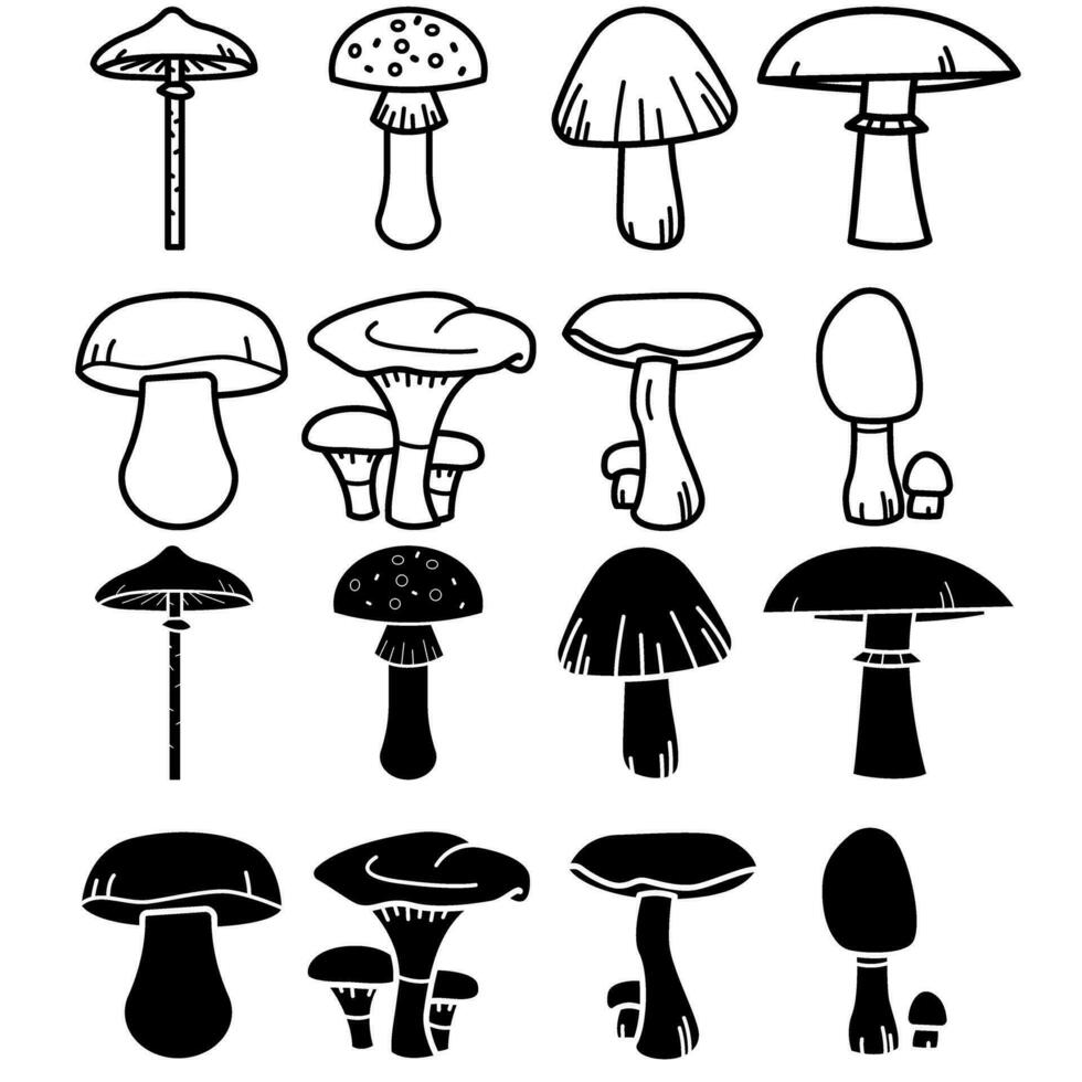 Mushroom vector icon set. fungus illustration sign collection. food symbol.