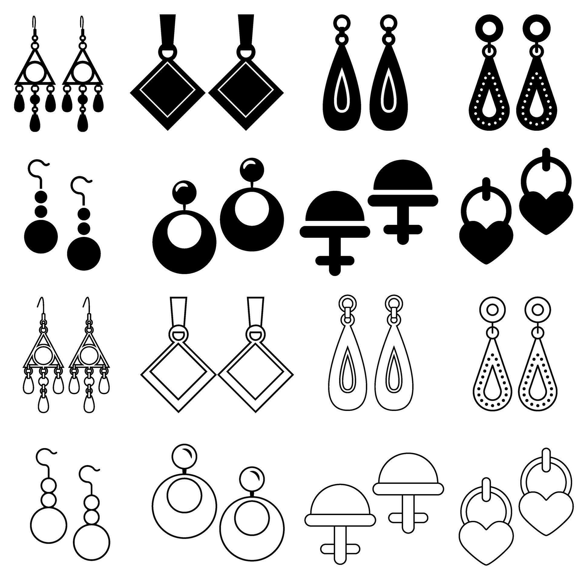 Earrings icon vector set. jewelry illustration sign collection