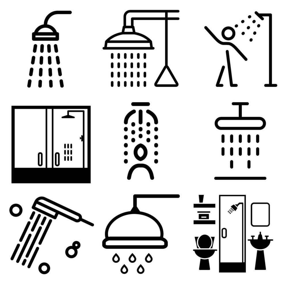 Shower icon vector set. hygiene illustration sign collection. bath symbol.