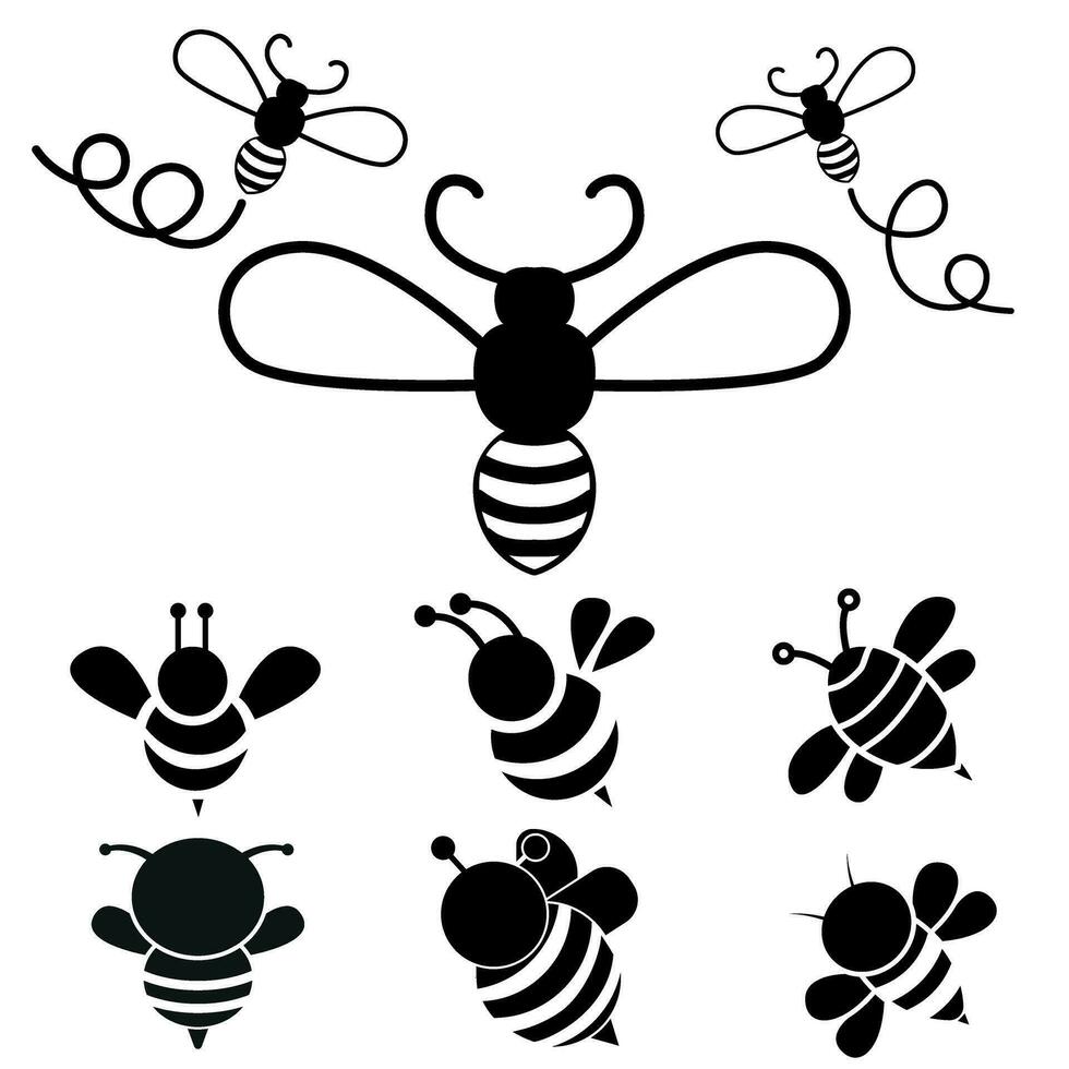 Bee icon vector set. honey illustration sign collection. honeybee symbol.