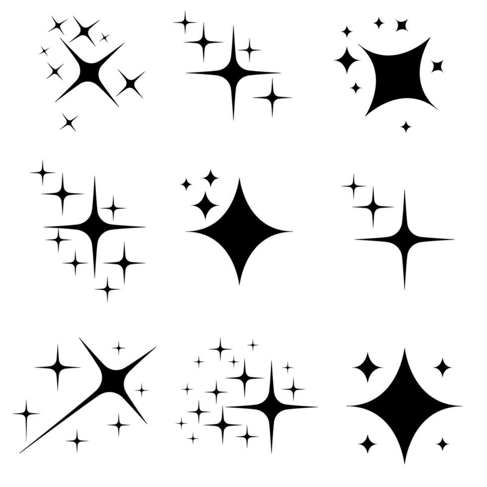 espumoso icono vector colocar. estrella ilustración firmar recopilación. reluciente estrella símbolo o logo.