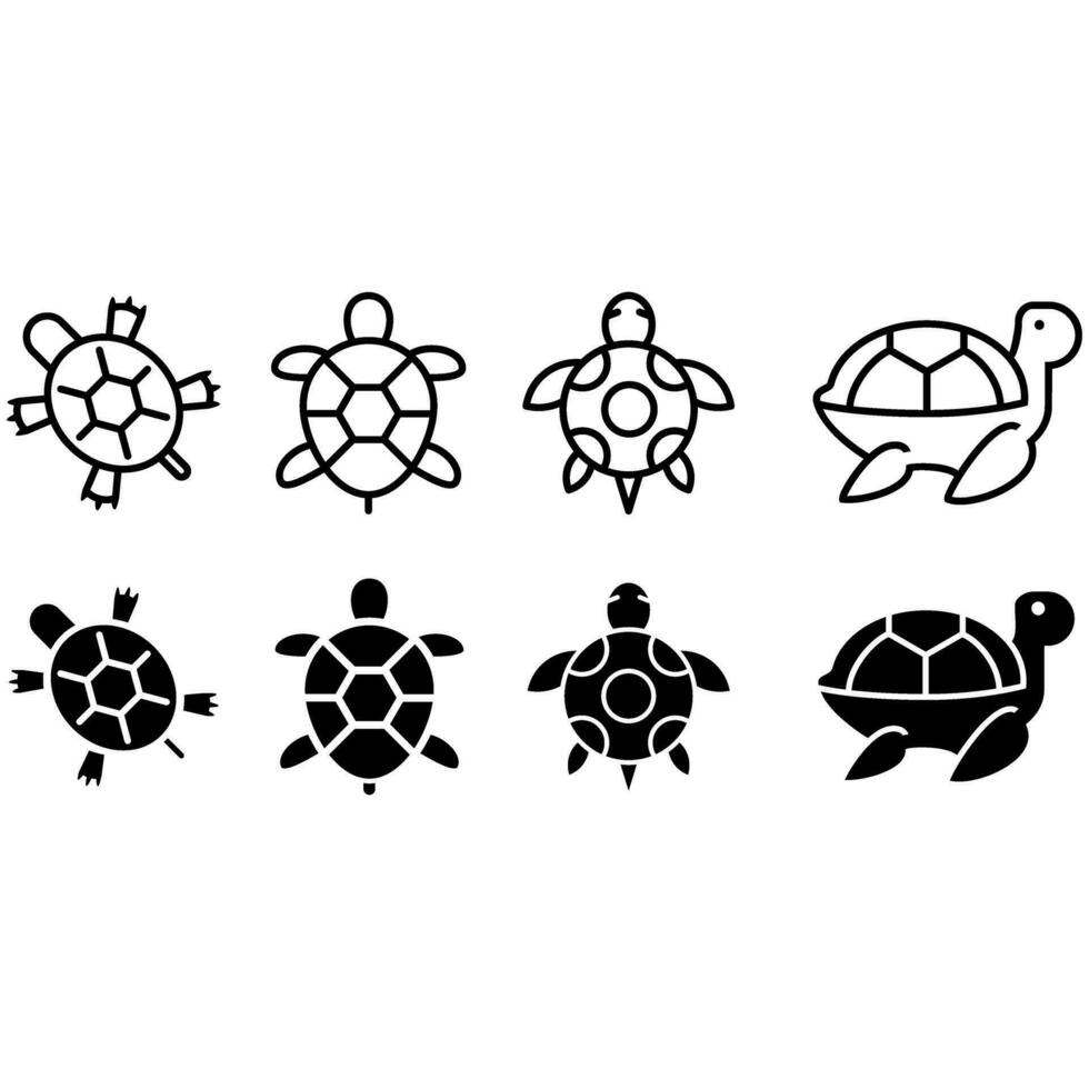 Tortuga icono vector colocar. animal ilustración firmar recopilación. acuático símbolo.
