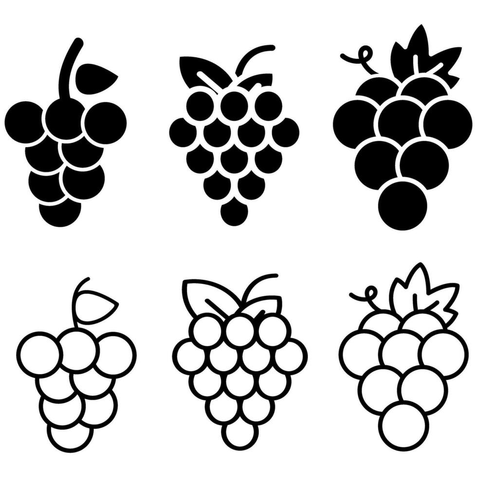Grape icon vector set. Wine illustration sign collection. Wine making symbol. Vineyard logo.