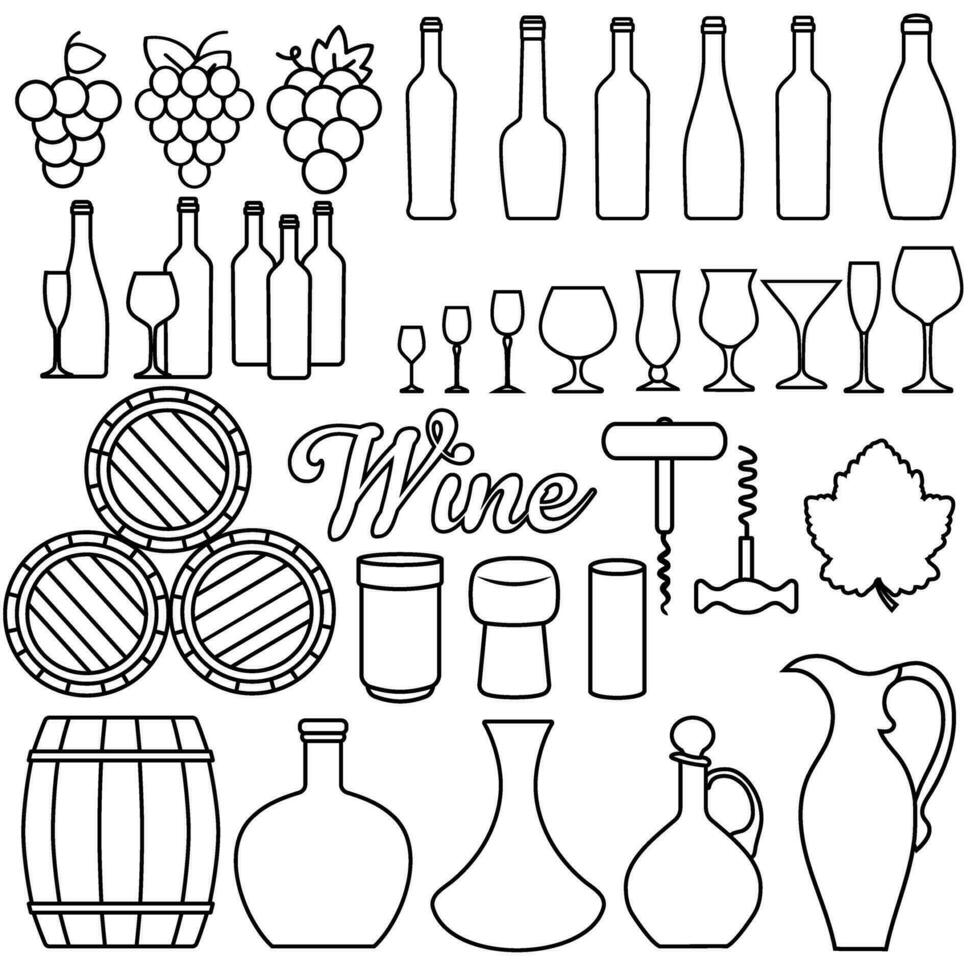 Wine icon vector set. Wine making illustration sign collection. Wine house symbol or logo.