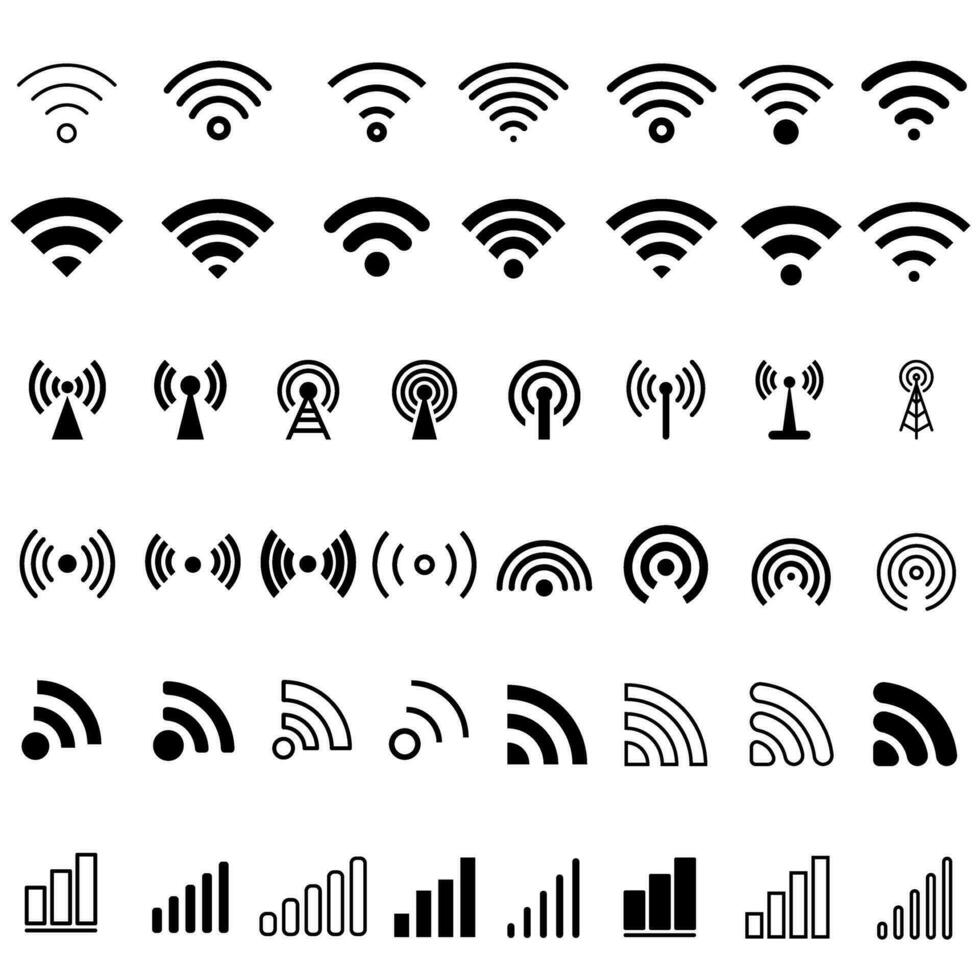 Wisconsin fi icono vector colocar. inalámbrico ilustración firmar recopilación. señal símbolo.