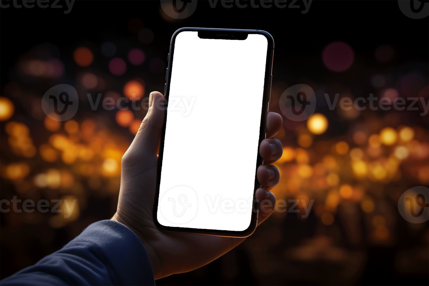 Hand using smartphone with Social media concept isolated over a transparent background png