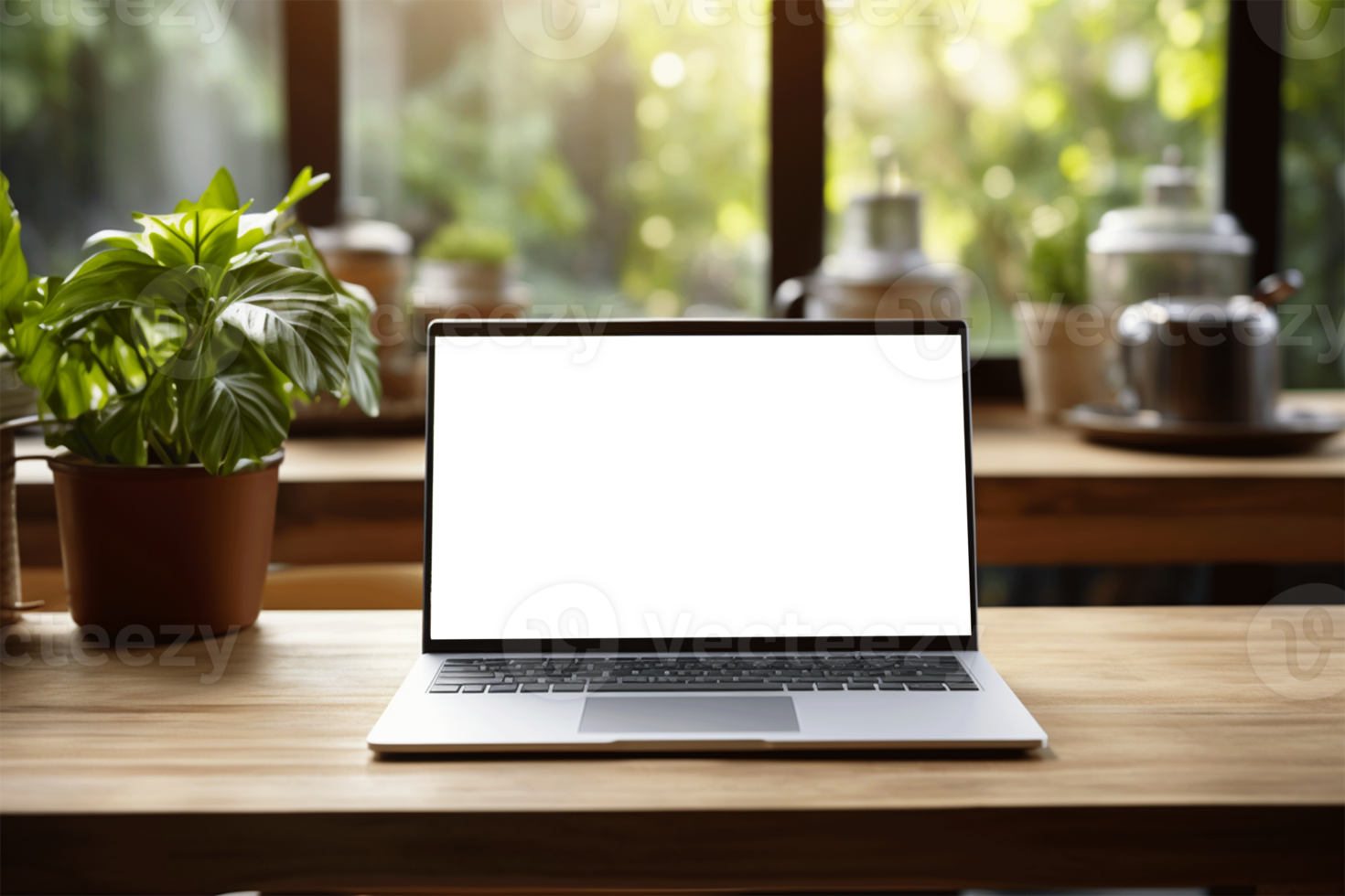 laptop-with-blank-screen-on-wood-table-screen-isolate-on-transparent