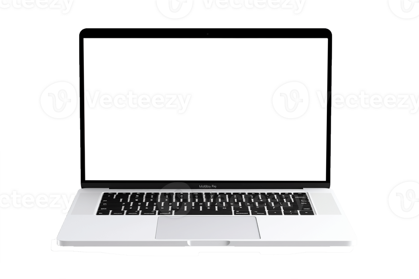 Laptop with blank screen isolate on transparent background png