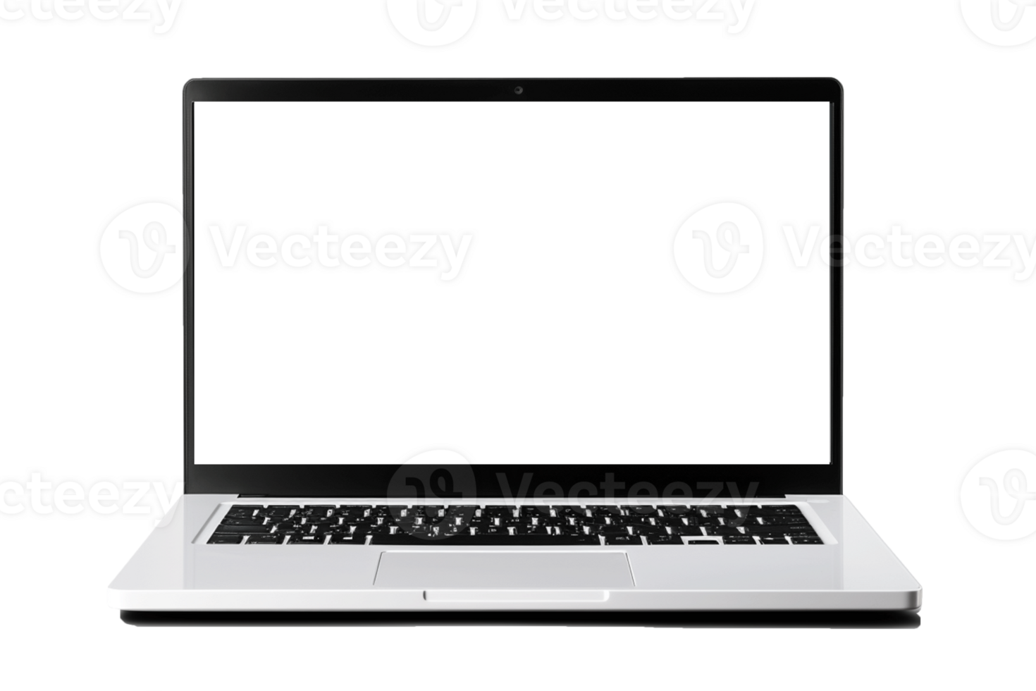 Laptop with blank screen isolate on transparent background png