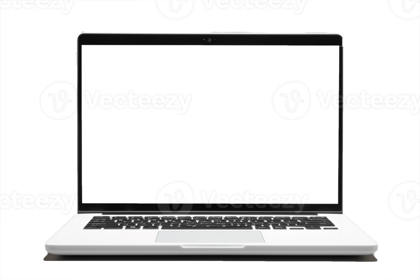 Laptop with blank screen isolate on transparent background png