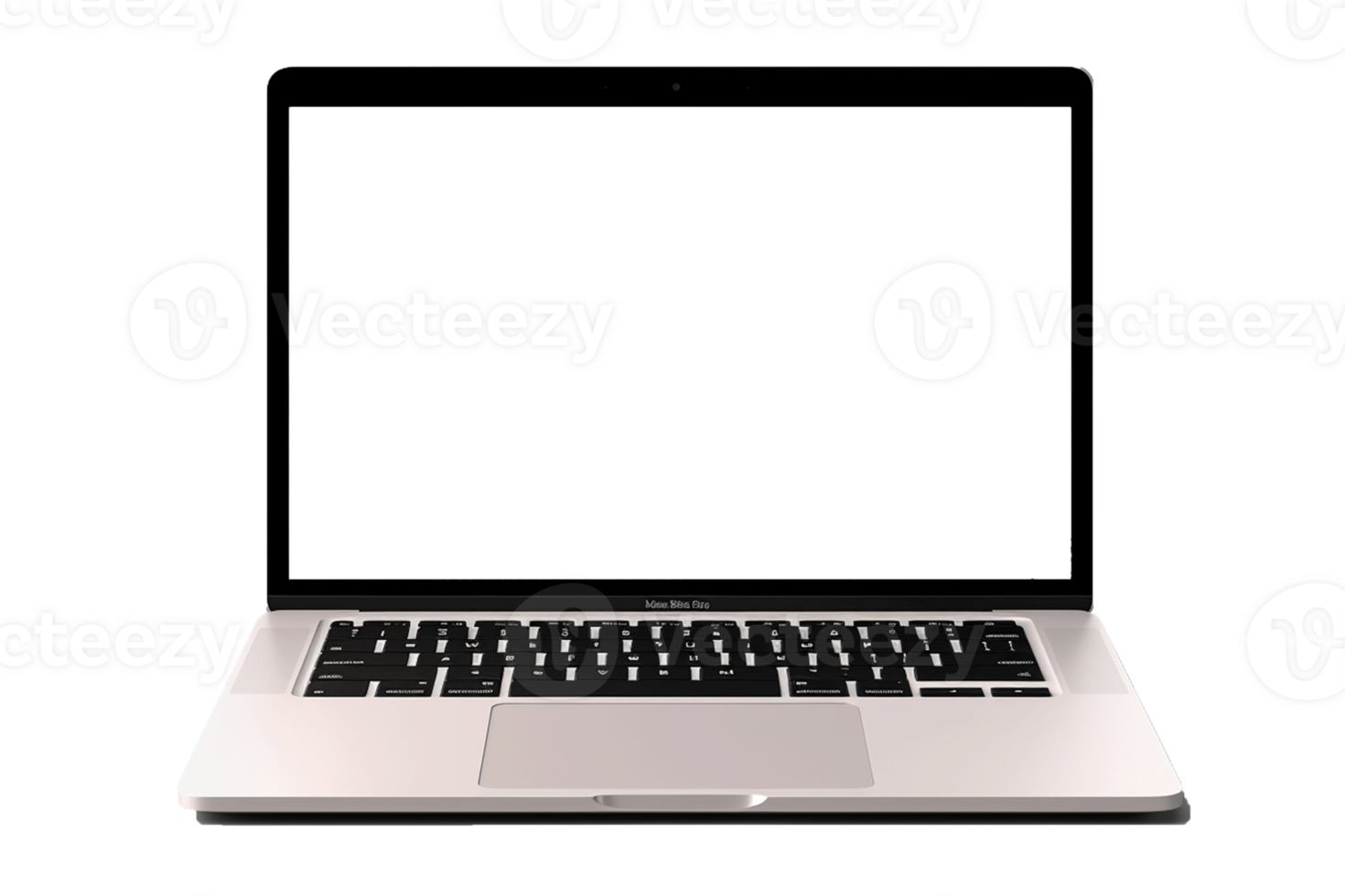 Laptop with blank screen isolate on transparent background png