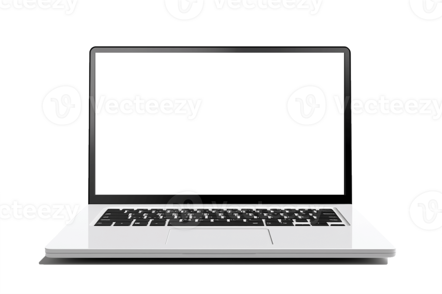 Laptop with blank screen isolate on transparent background png