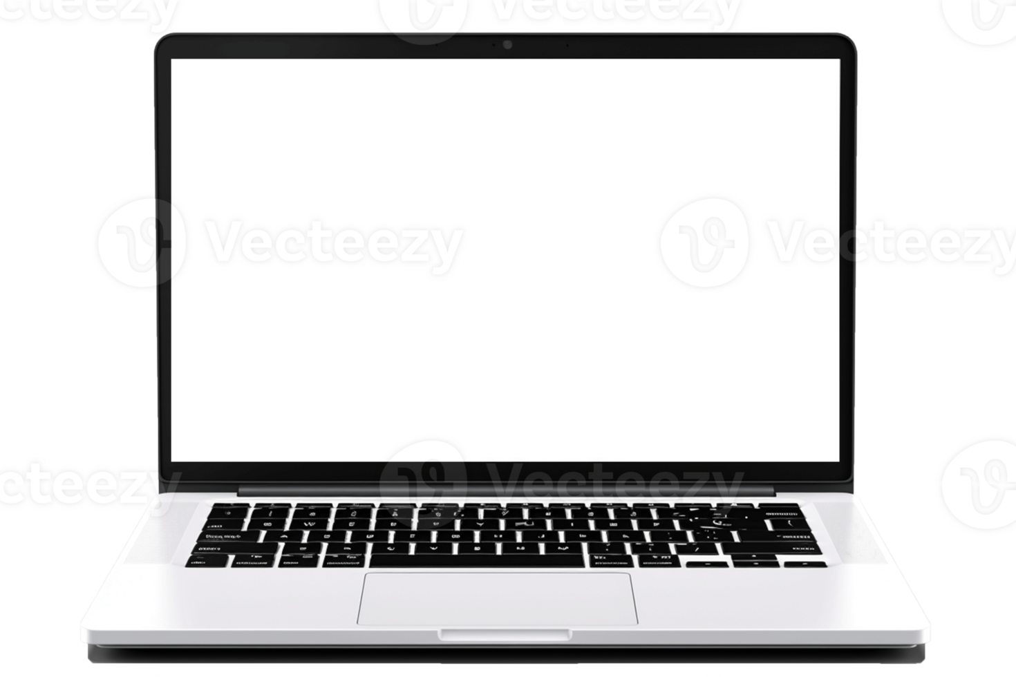 Laptop with blank screen isolate on transparent background png
