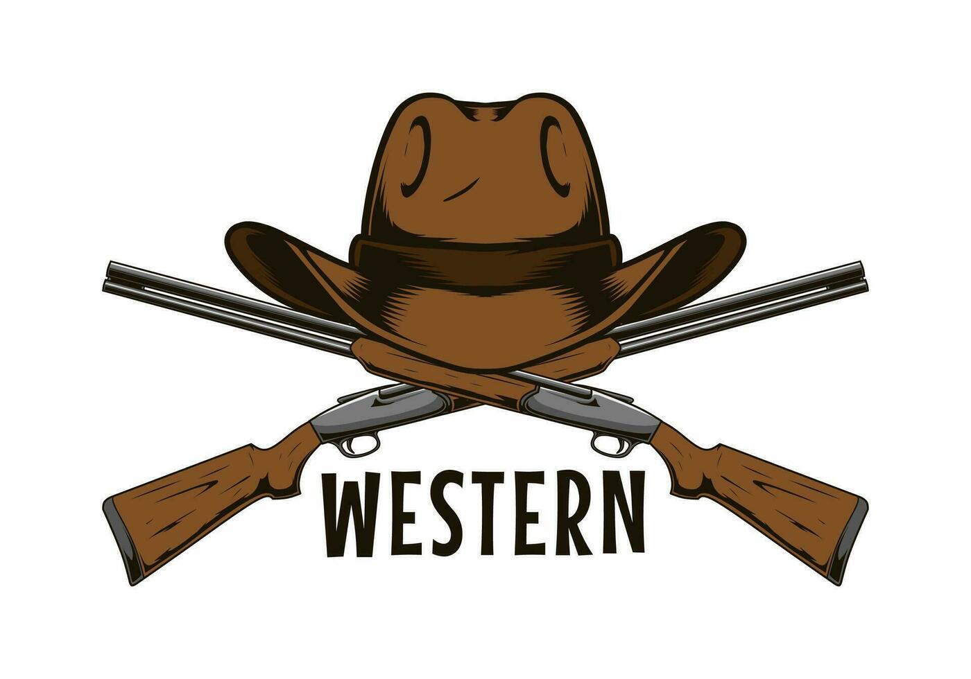 cowboy hat illustration and shotgun vector