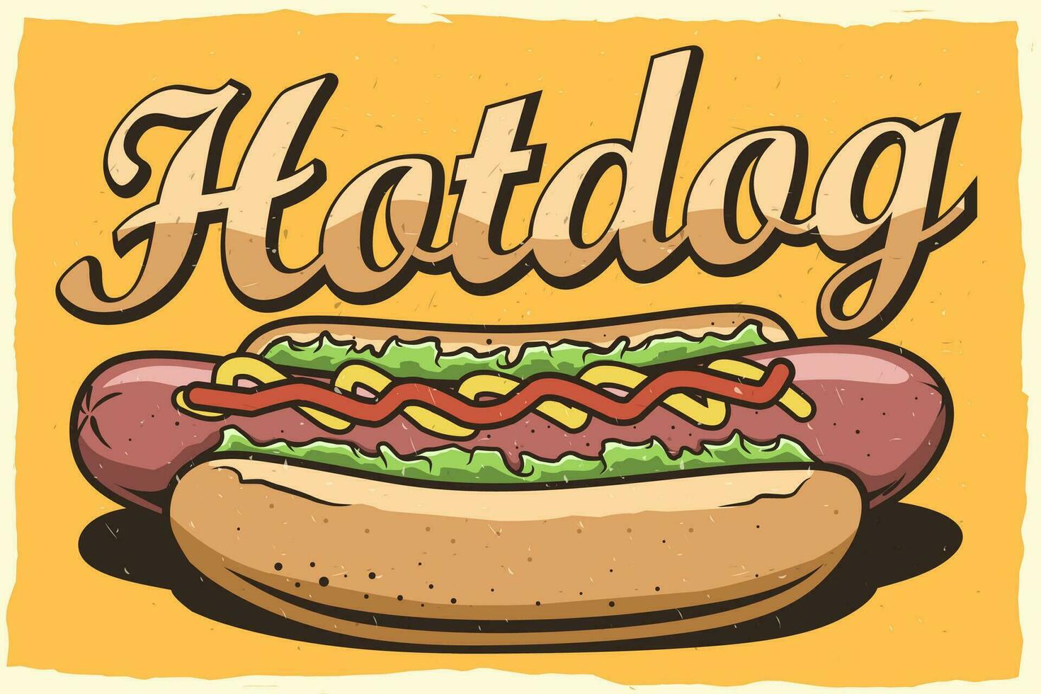 hotdog landscape vintage poster design vector