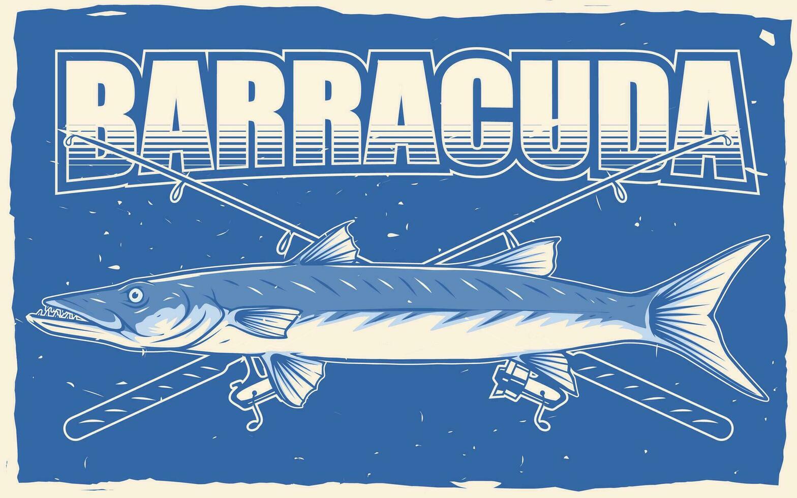 barracuda fishing poster concept for print vector