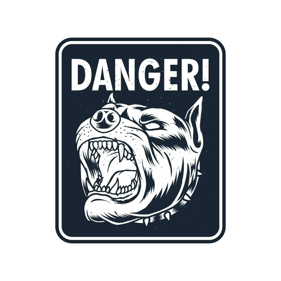 danger logo emblem with Pitbull head drawing vector