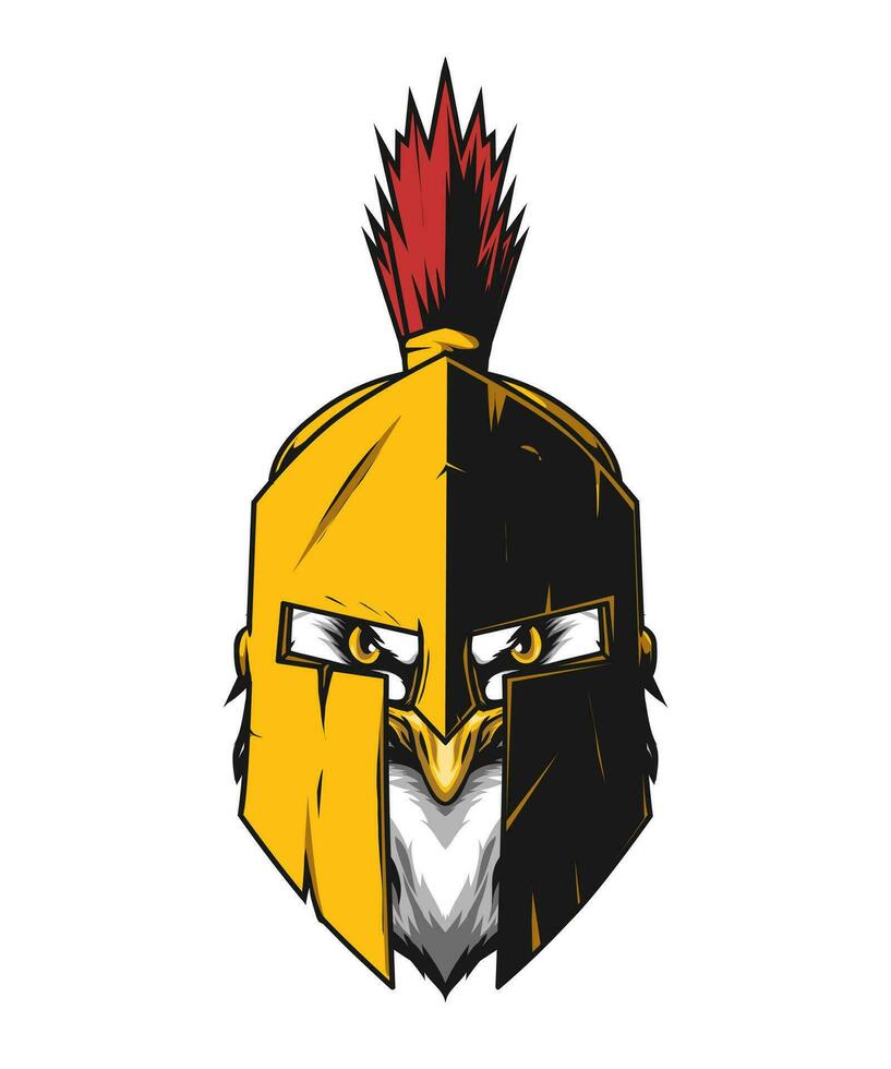 eagle head wearing Sparta helmet vector drawing