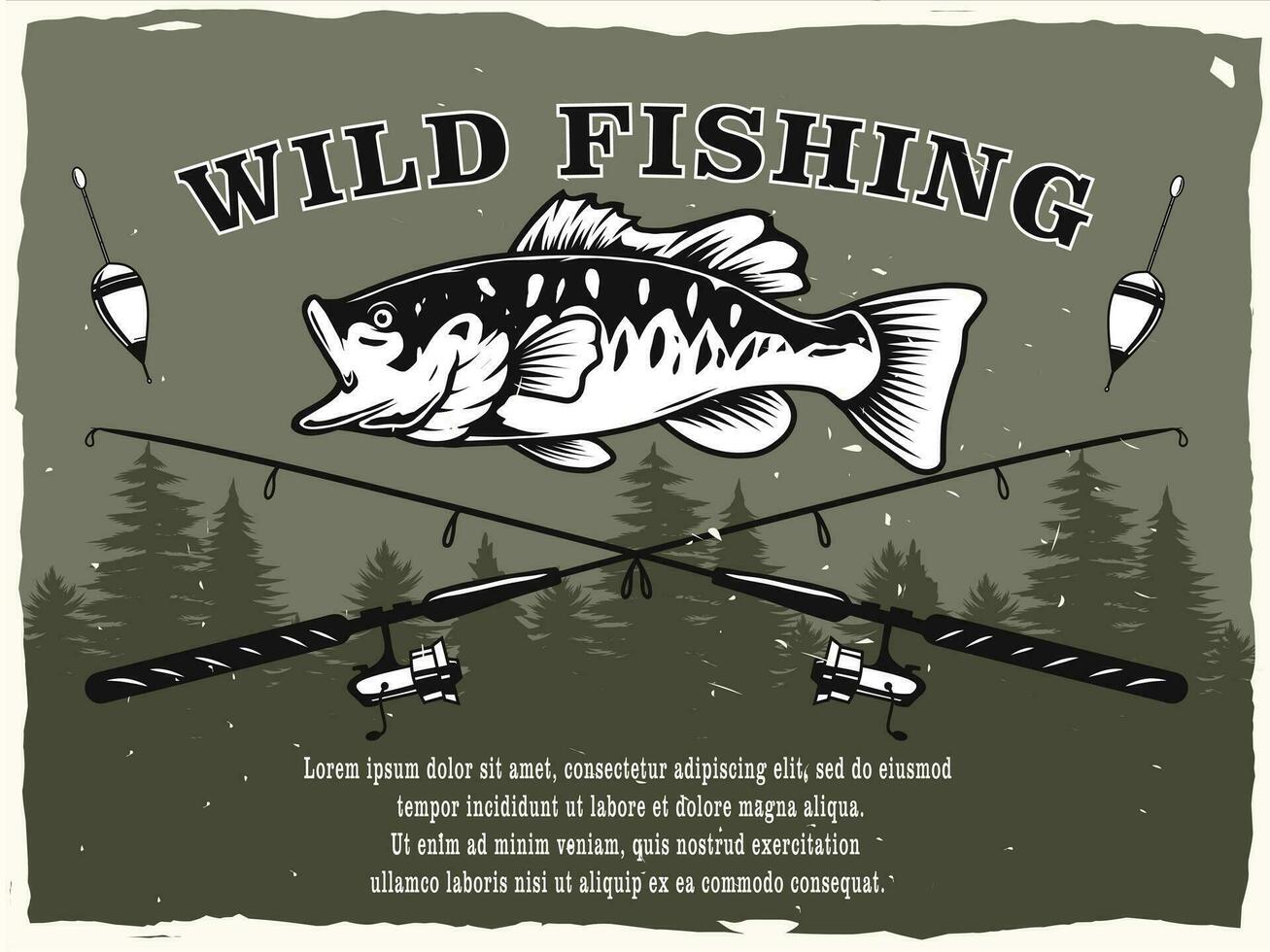 wild largemouth bass fishing poster design vector