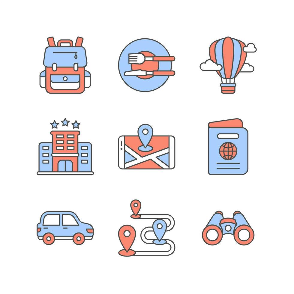 Tourism and Travel Icon Set in Duotone Style vector