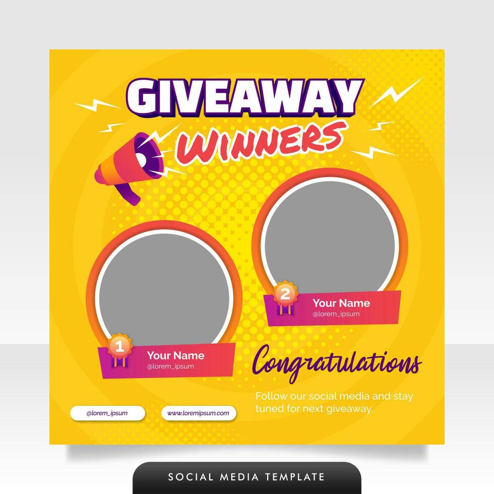 Creative giveaway winner announcement social media post banner template Creative giveaway winner announcement social media post banner template