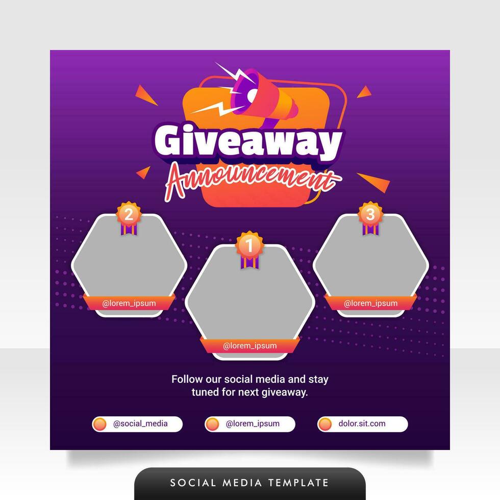 Creative giveaway winner announcement social media post banner template. vector