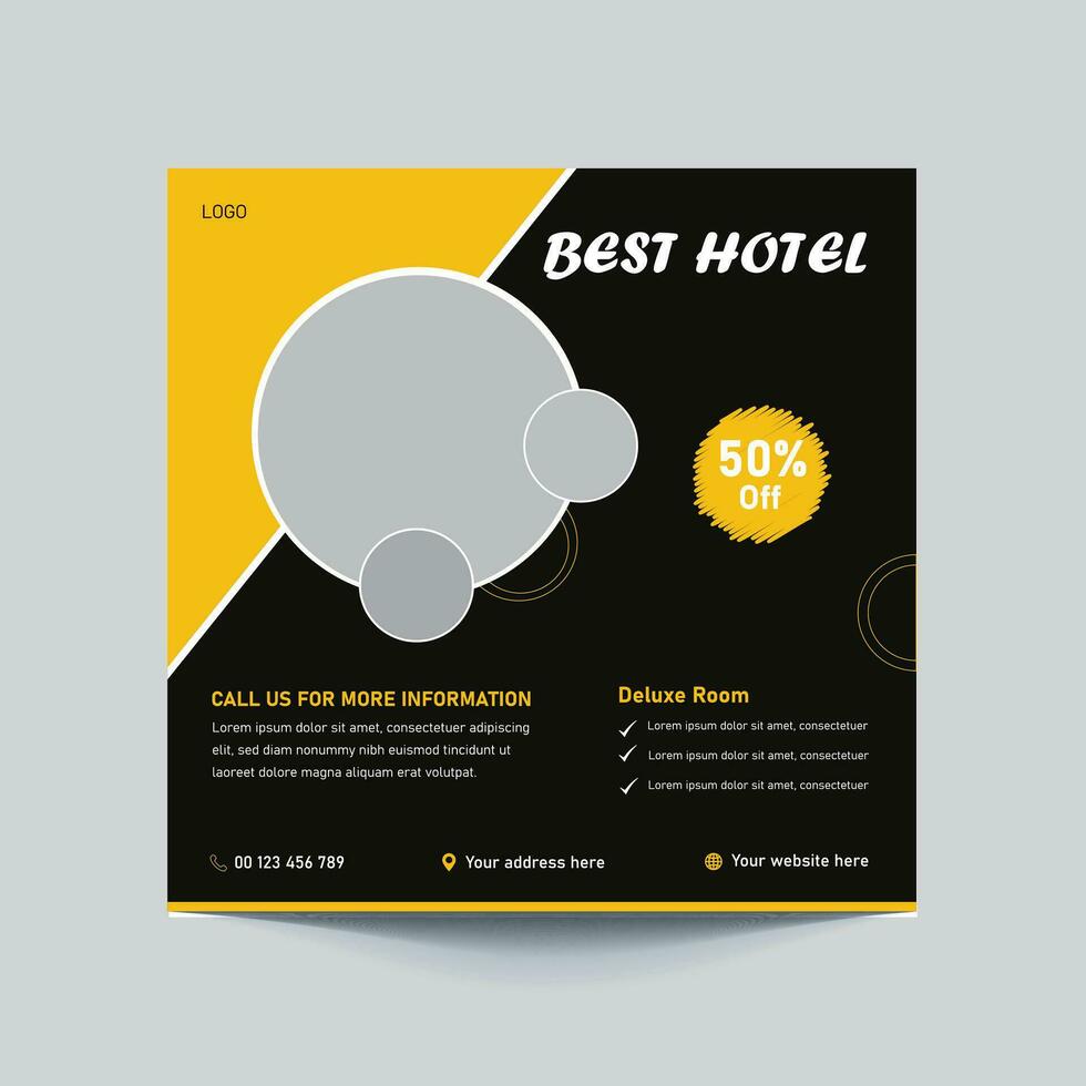 best hotel social media template design. summer party banner design, tour dl flyer template. vector